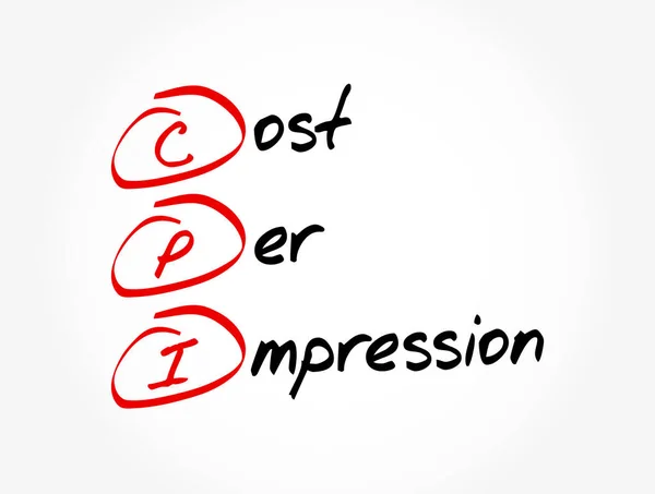 Cpi インプレッションあたりのコスト頭字語 ビジネスコンセプトの背景 — ストックベクタ