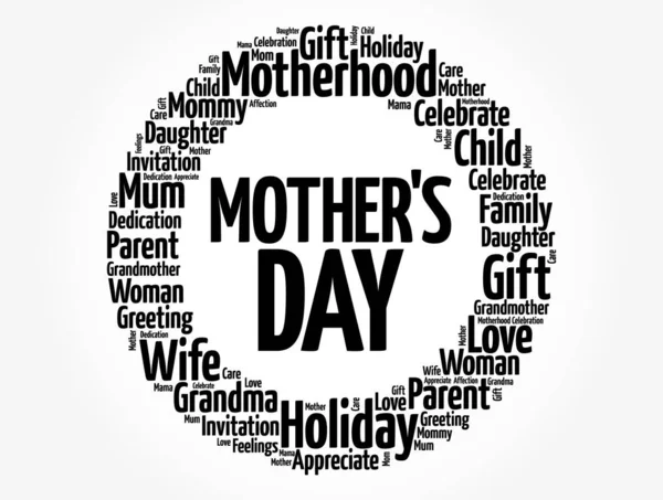 Mother Day Word Cloud Care Love Family Motherhood Concept — стоковый вектор