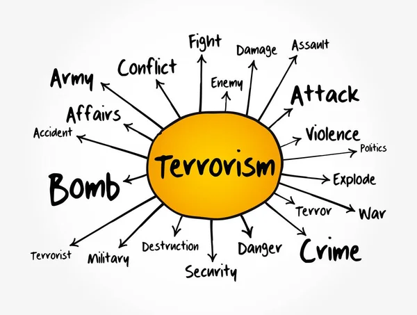 Terörizm Zihin Haritası Akış Şeması Sunum Raporlar Için Konsept — Stok Vektör
