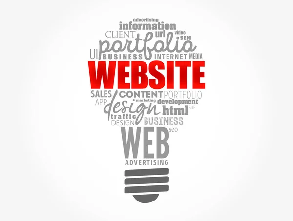 Site Web Bulbe Word Cloud Business Concept Background — Image vectorielle