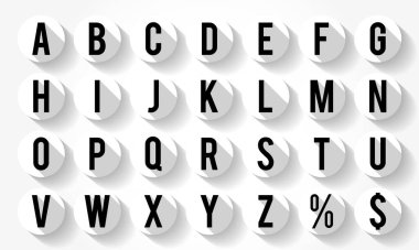 Düz Tasarım Harfleri, uzun gölgeli simgeler, konsept arkaplan