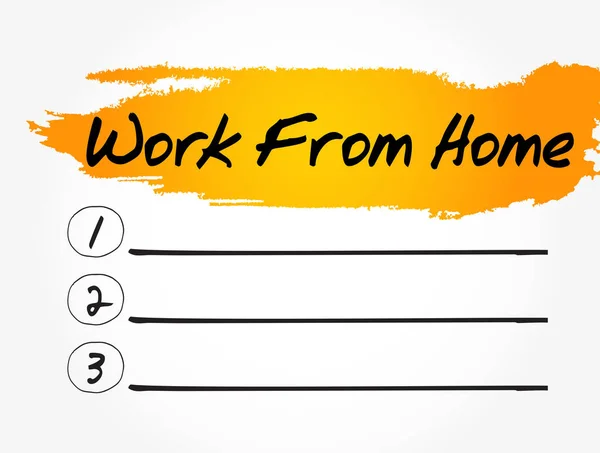 Wfh Trabajo Desde Casa Lista Blanco Fondo Concepto Negocio — Vector de stock