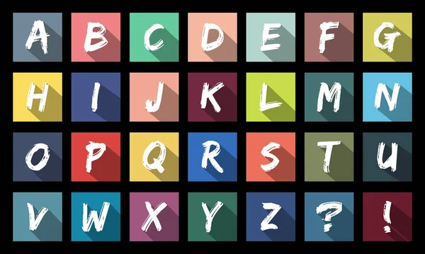 Flat Design Lettres Alphabet Icônes Avec Ombre Longue Fond Concept — Image vectorielle