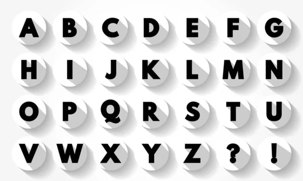 Huruf Desain Datar Ikon Alfabet Dengan Bayangan Panjang Latar Belakang - Stok Vektor