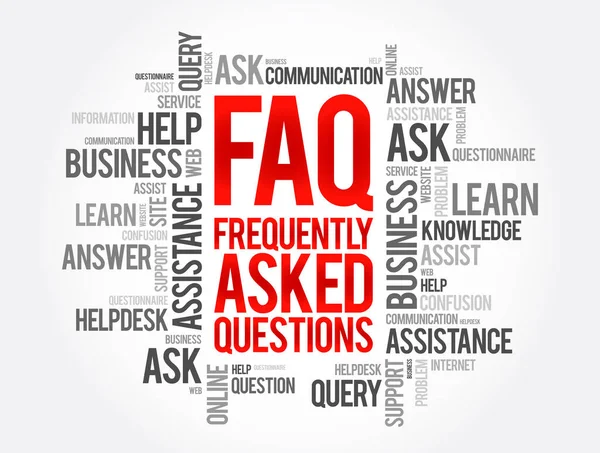 Faq Frequently Asked Questions Word Cloud Business Concept Backgroun — Stock Vector