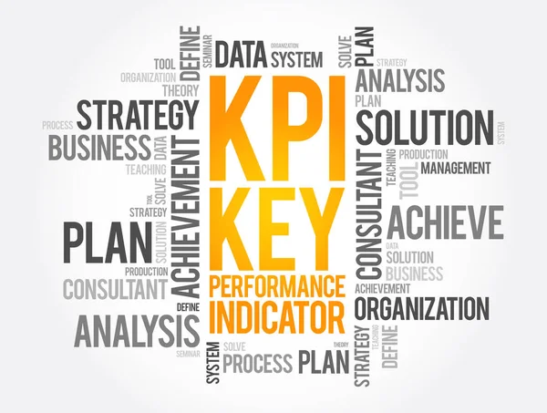 Kpi 主要なパフォーマンス指標ワードクラウド ビジネスコンセプトの背景 — ストックベクタ