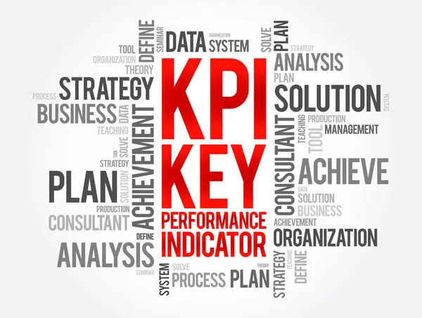 Kpi Key Performance Indicator Ord Moln Affärsidé Bakgrund — Stock vektor