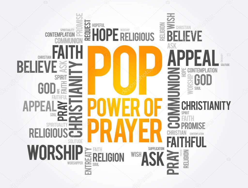POP - Power Of Prayer word cloud, concept background