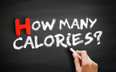 El yazısı. Kaç kalori? tahtada, kavram arkaplanı