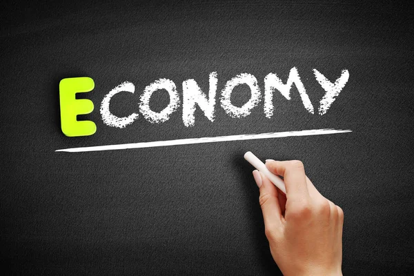 Χειρόγραφο Economy Στον Πίνακα Business Concept — Φωτογραφία Αρχείου