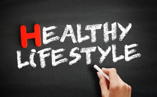 书写黑板上的健康生活方式 健康概念背景 — 图库照片
