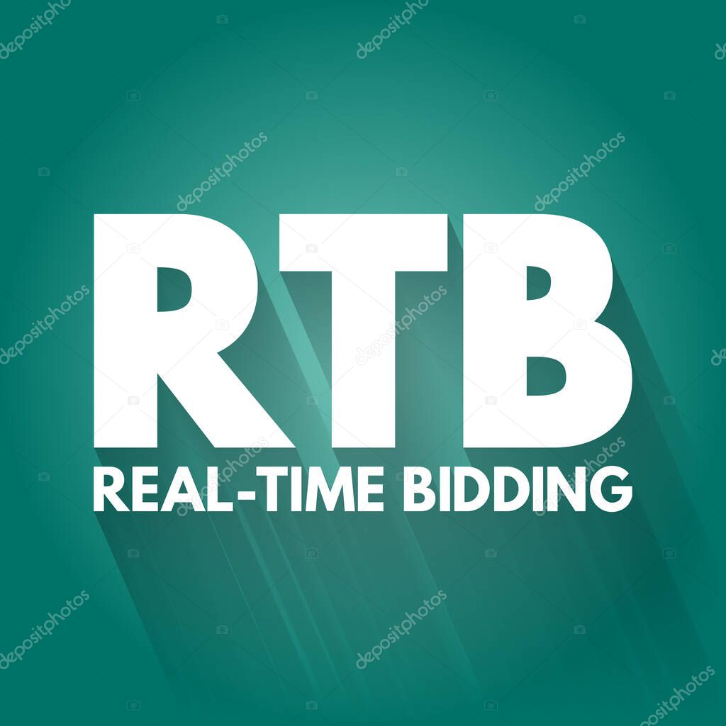 RTB - Real-time bidding acronym, business concept background