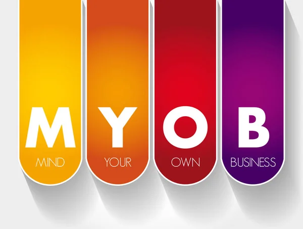 Myob Mind Your Own Business Akronym Business Concept Backgroun — Stockový vektor