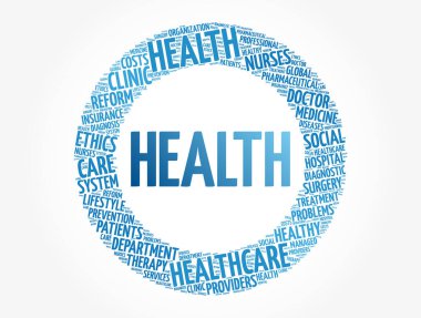 Sağlık sözcüğü bulut kolajı, kavram arka planı