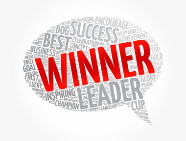 Kazanan ileti baloncuk kelime kolajı, konsept arkaplan