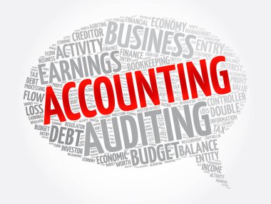 Muhasebe baloncuk kelime kolajı, iş konsepti geçmişi