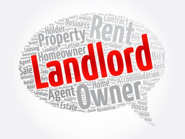 Ev sahibi mesaj baloncuk kelime bulut kolajı, kavram arka planı