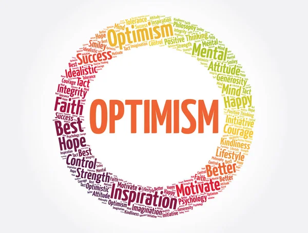 Optimism Ord Moln Collage Begrepp Bakgrund — Stock vektor