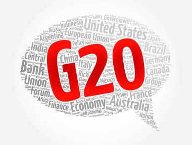 G20 (or Group of 20) uluslararası forum 19 ülke, sözcük bulutu kavramı arka planı