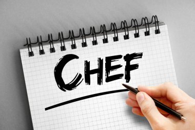 Not defteri üzerinde şef metni, konsept arkaplan