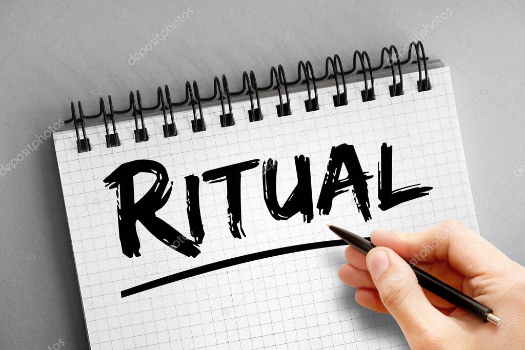 Ritual text on notepad, concept background