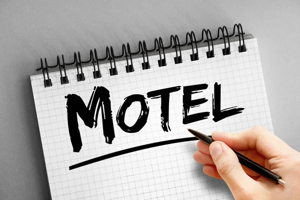 Texto Motel Bloco Notas Fundo Conceito — Fotografia de Stock