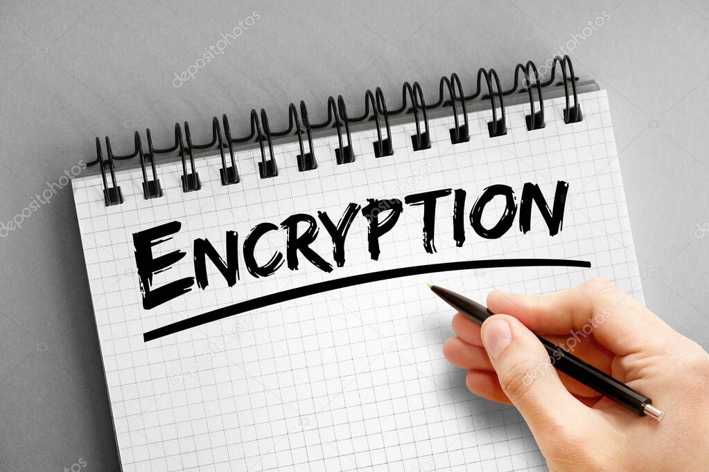 Encryption text on notepad, concept background