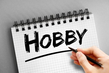 Hobby text on notepad, concept background clipart