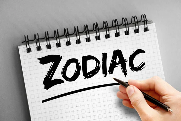 Tekst Zodiaku Notatniku Tło Koncepcyjne — Zdjęcie stockowe