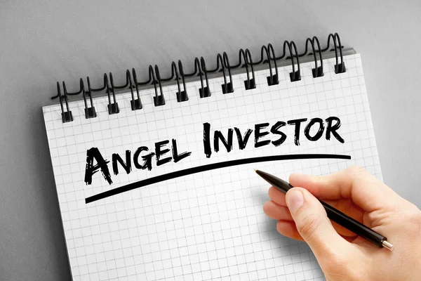 Angel Texto Investidor Bloco Notas Fundo Conceito — Fotografia de Stock