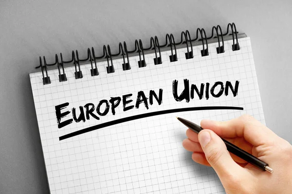 Texte Union Européenne Sur Bloc Notes Contexte Conceptuel — Photo
