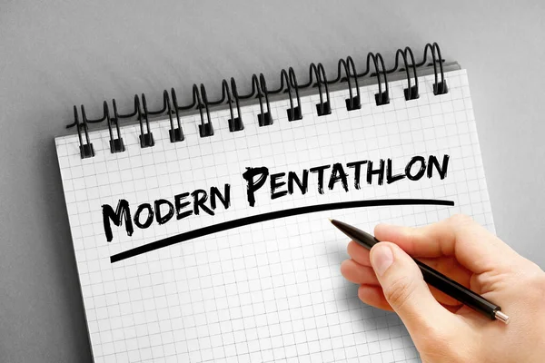 Texte Pentathlon Moderne Sur Bloc Notes Fond Concept — Photo