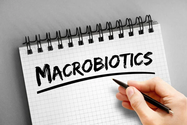 Makrobiotika Text Notepadu Koncept Pozadí — Stock fotografie