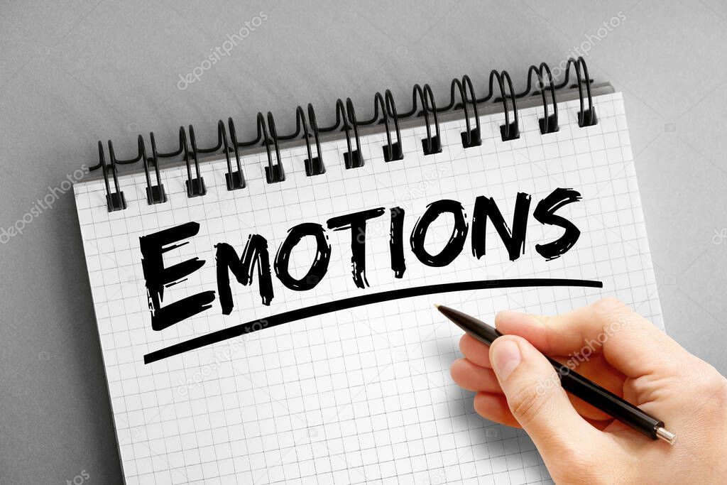 Emotions text on notepad, concept backgroun
