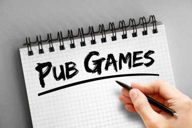 Pub oyunları not defterinde metin, kavram arka planı