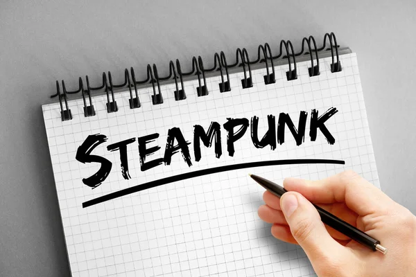 Defterindeki Steampunk Metni Kavram Arkaplanı — Stok fotoğraf