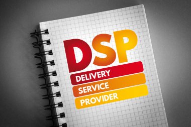 DSP - Not defterinde Teslimat Hizmeti Sağlayıcı kısaltması, iş kavramı