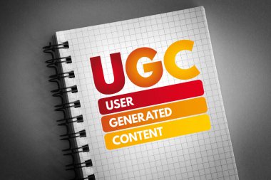UGC - Not defterinde Kullanıcı İçeriği Kısaltması, iş konsepti arka planı