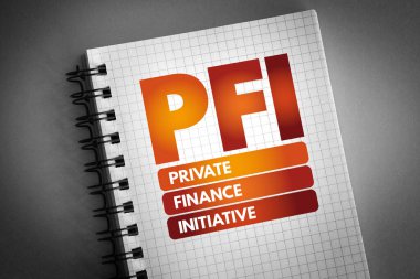 PFI - Not defterinde Özel Finans Girişimi kısaltması, iş konsepti geçmişi