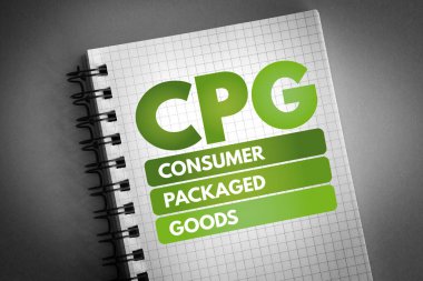 CPG - Not defterinde Tüketici Paketlenmiş Mallar kısaltması, iş konsepti geçmişi