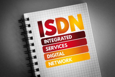 ISDN - Not defterinde Entegre Hizmetler Dijital Ağ kısaltması, teknoloji kavramı arka planı