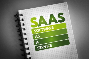SAAS - Not defterinde Servis kısaltması olarak Yazılım, iş konsepti geçmişi
