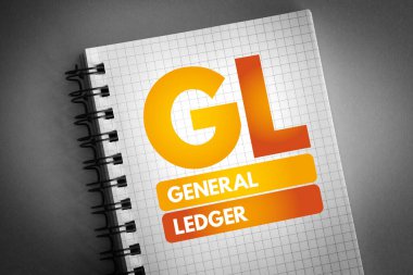 GL - General Ledger acronym on notepad, business concept background clipart