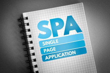 SPA - Not defterinde Tek Sayfa Uygulaması kısaltması, teknoloji kavramı arka planı