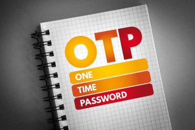 OTP - Not defterinde bir kez parola kısaltması, teknoloji kavramı arka planı