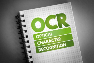 OCR - Not defterinde Optik Karakter Tanıma Kısaltması, Teknoloji Konsepti Arkaplanı