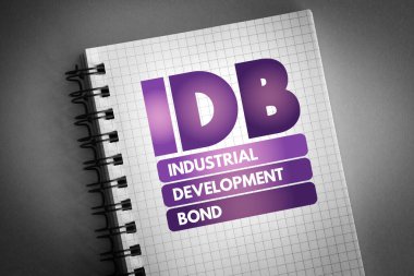 IDB - Not defterinde Endüstriyel Gelişim Bond kısaltması, iş konsepti geçmişi