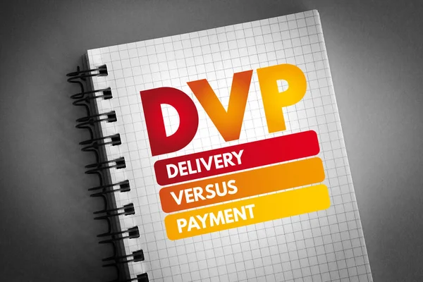 Dvp 交付对对付款的首字母缩写 记事本 商业概念背景 — 图库照片