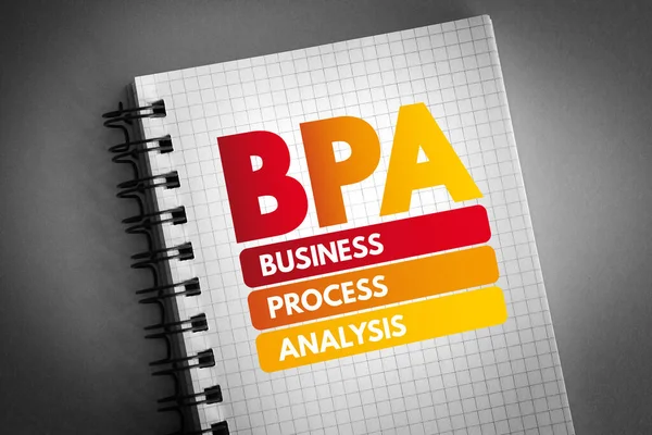Bpa ビジネスプロセス分析の頭字語ノートパッド ビジネスコンセプトの背景 — ストック写真
