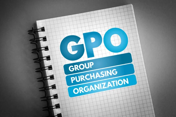 Gpo Akronim Group Purchasing Organization Pada Notepad Latar Belakang Konsep — Stok Foto